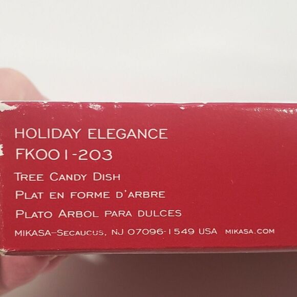 Mikasa Holiday Elegance Christmas Tree Candy Dish Holly Berries FKOO I-203 - Picture 2 of 10